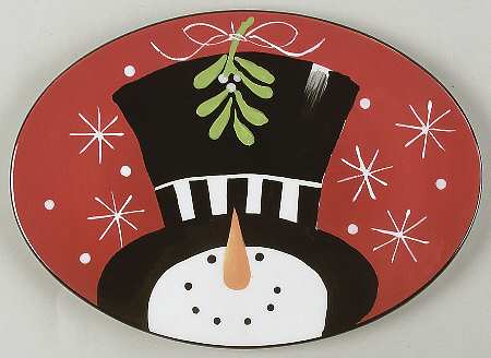 Holiday Snowman Oval Cheese Plate