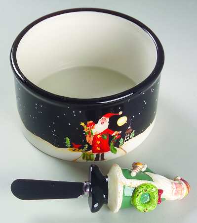 Midnight Santa Dip Bowl & Spreader Set