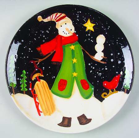 Midnight Snowman Dinner Plate