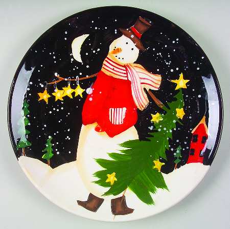 Midnight Snowman Dinner Plate
