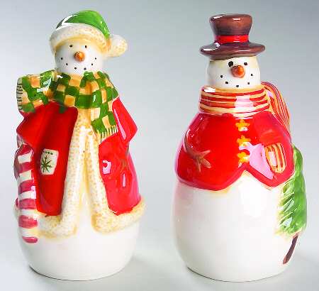 Midnight Snowman Figural Salt & Pepper Set