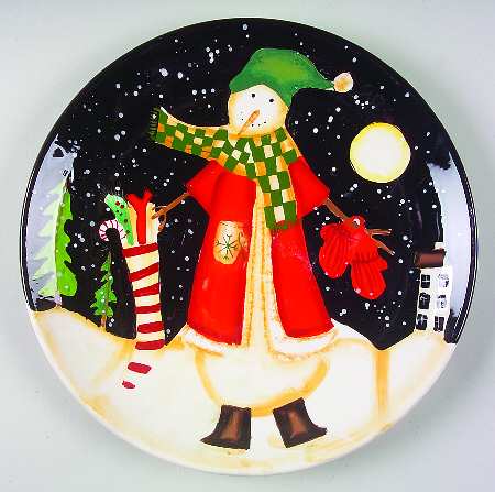 Midnight Snowman Dinner Plate
