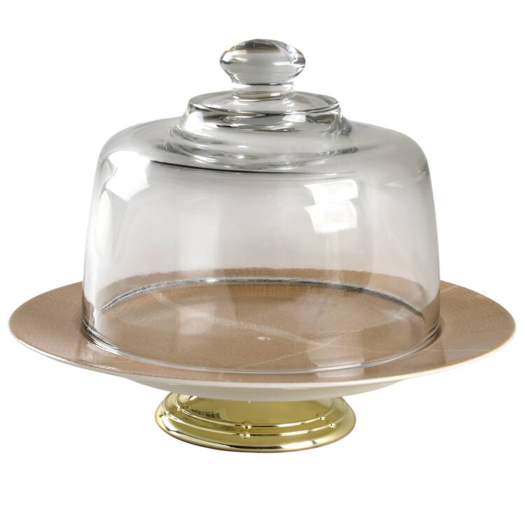 Nomad 6 1/2"-7 1/2" Footed Cheese Plate w/ Glass Dome HC