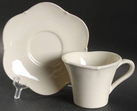 Meridian Cream Flat Cup & Saucer Set