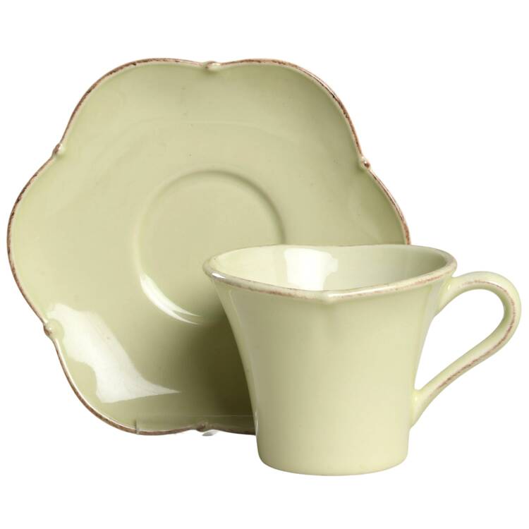 Meridian Sage Green Flat Cup & Saucer Set