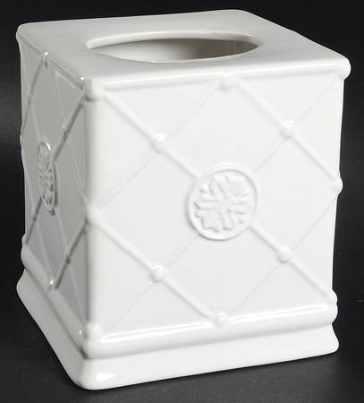 Meridian White Square Tissue Box Cover