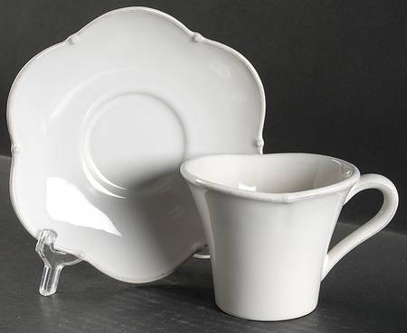 Meridian White Flat Cup & Saucer Set