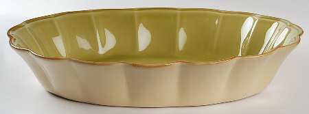 Autumn Waves Celery (Green) 13" Oval Baker