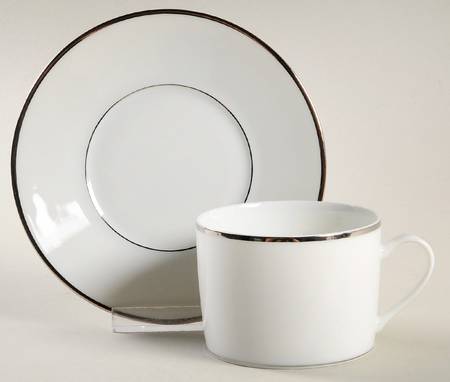 Albi (Platinum Trim) Flat Cup & Saucer Set