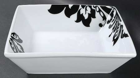Whiteware Black and White 8" Square Vegetable Bowl