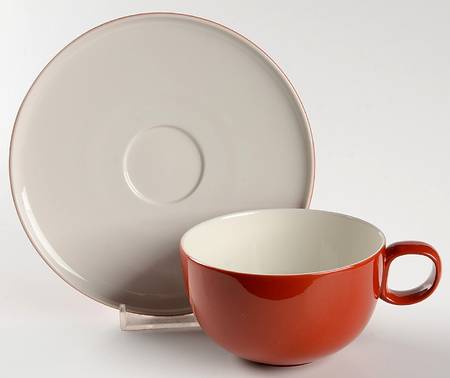 Cinnabar Floral Flat Cup & Saucer Set