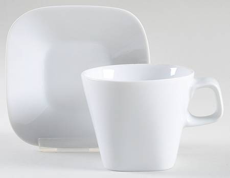 Quartet White Flat Cup & Saucer Set