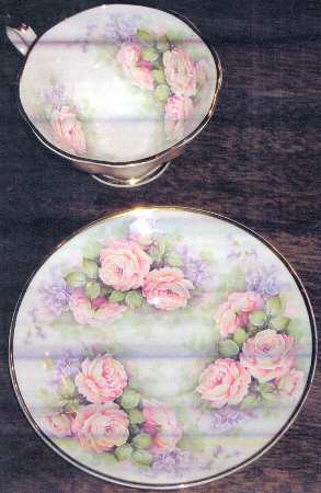 Romance Rose (Not Swirl) Footed Cup & Saucer Set