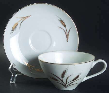 Gold Wheat Flat Cup & Saucer Set