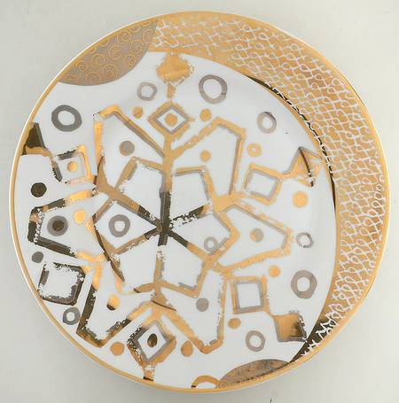 Gold&White Accent Salad Plate