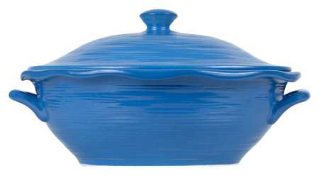 Casual Collections Blue and White 3 Quart Oval Covered Casserole