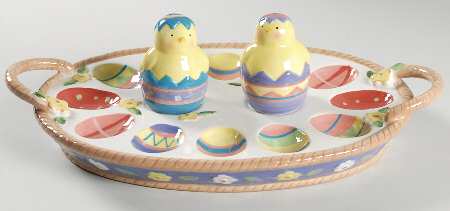 Bunny Patch Deviled Egg Plate with Salt and Pepper