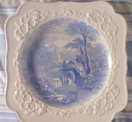 Rural England Blue Square Salad Plate