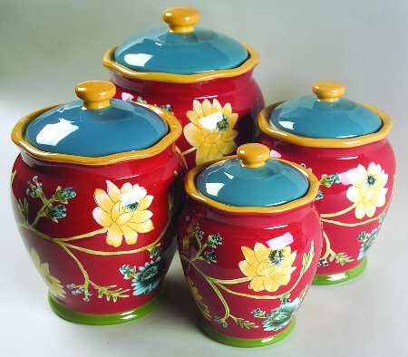 Field Flowers (Hand Painted) (4 Piece) Canister Set (Box Set)