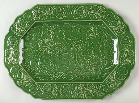 Field Flowers Green 19" Oval Serving Platter