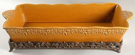 Renaissance Gold 19" Rectangular Baker w/Metal Stand