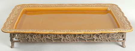 Renaissance Gold 20" Rectangular Platter & Metal Stand