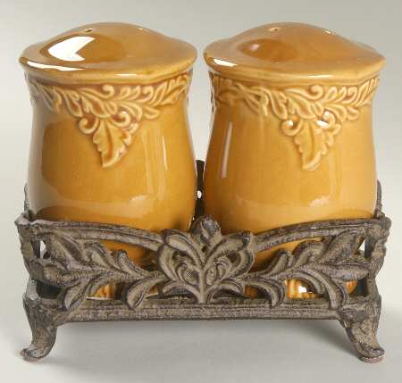 Renaissance Gold Salt & Pepper w/Metal Stand