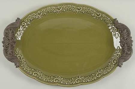 Renaissance Green 21" Oval Serving Platter