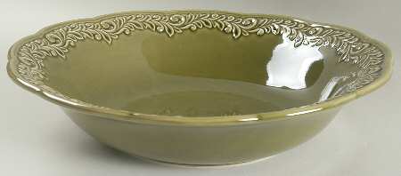 Renaissance Green 14" Large Salad Serving Bowl