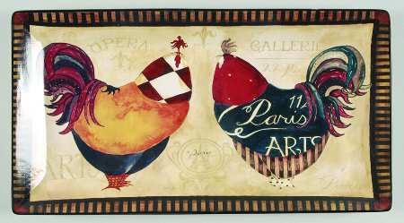 Paris Rooster 18" Rectangular Serving Platter