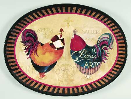 Paris Rooster 16" Oval Serving Platter