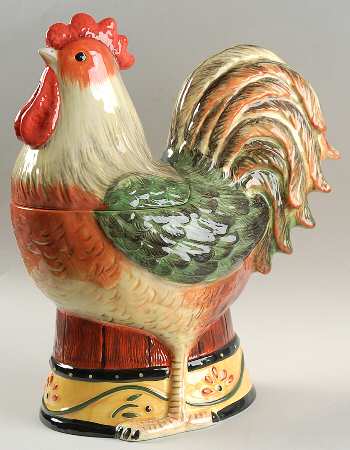 Rooster Inn Figural Cookie Jar & Lid