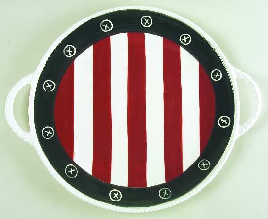 Red White & Blue 16" Handled Chop Plate (Round Platter)