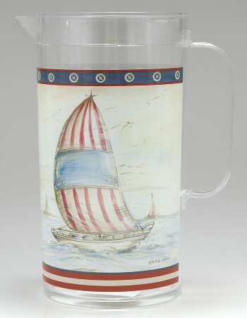 Sail Away Plastic Pitcher W/Lid