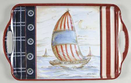Sail Away 19" Rectangular Handled Serving Melamine Tray