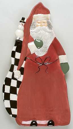 Folk Santa (Sage Background) 18" Figural Platter
