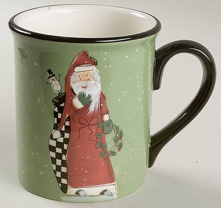 Folk Santa (Sage Background) Mug