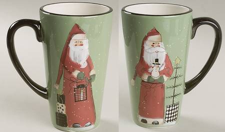 Folk Santa (Sage Background) Latte Mug