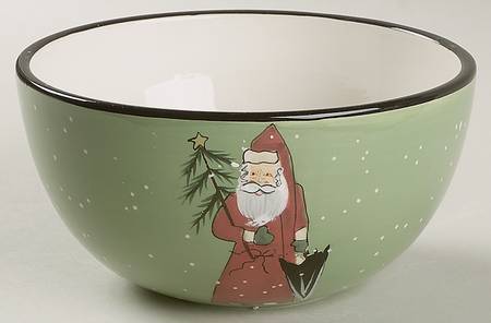 Folk Santa (Sage Background) Individual Ice Cream Dish