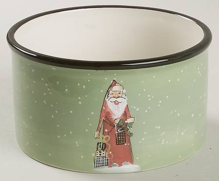 Folk Santa (Sage Background) Dip Bowl (for Dip and Spreader)