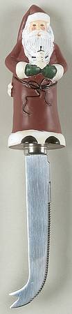 Folk Santa (Sage Background) Cheese Knife with Stainless Blade