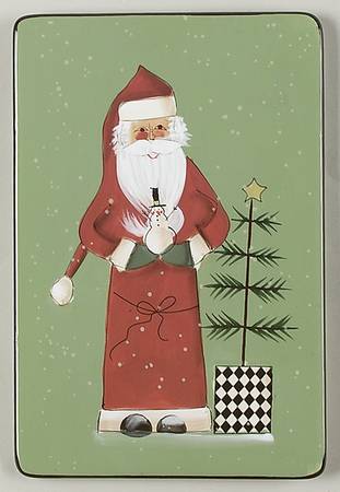 Folk Santa (Sage Background) Cheese and Cracker Board