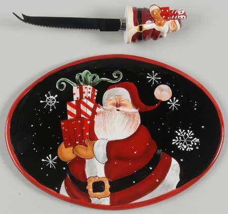 Mister Claus 2 Piece Cheese Dish and Knife Set