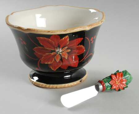 Poinsettia Dip Bowl & Spreader Set