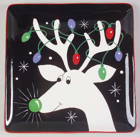 Silly Reindeer (Black Body) Dinner Plate