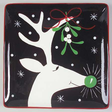 Silly Reindeer (Black Body) Dinner Plate