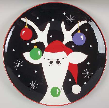 Silly Reindeer (Black Body) 16" Chop Plate (Round Platter)
