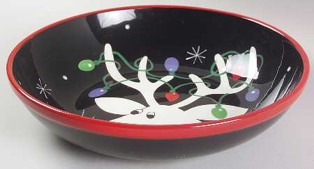 Silly Reindeer (Black Body) 13" Pasta Serving Bowl