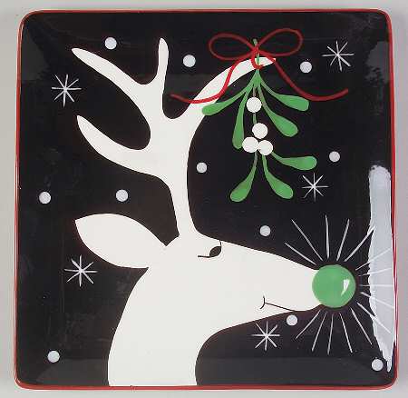 Silly Reindeer (Black Body) Salad/Dessert Plate