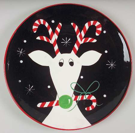 Silly Reindeer (Black Body) Service Plate (Charger)